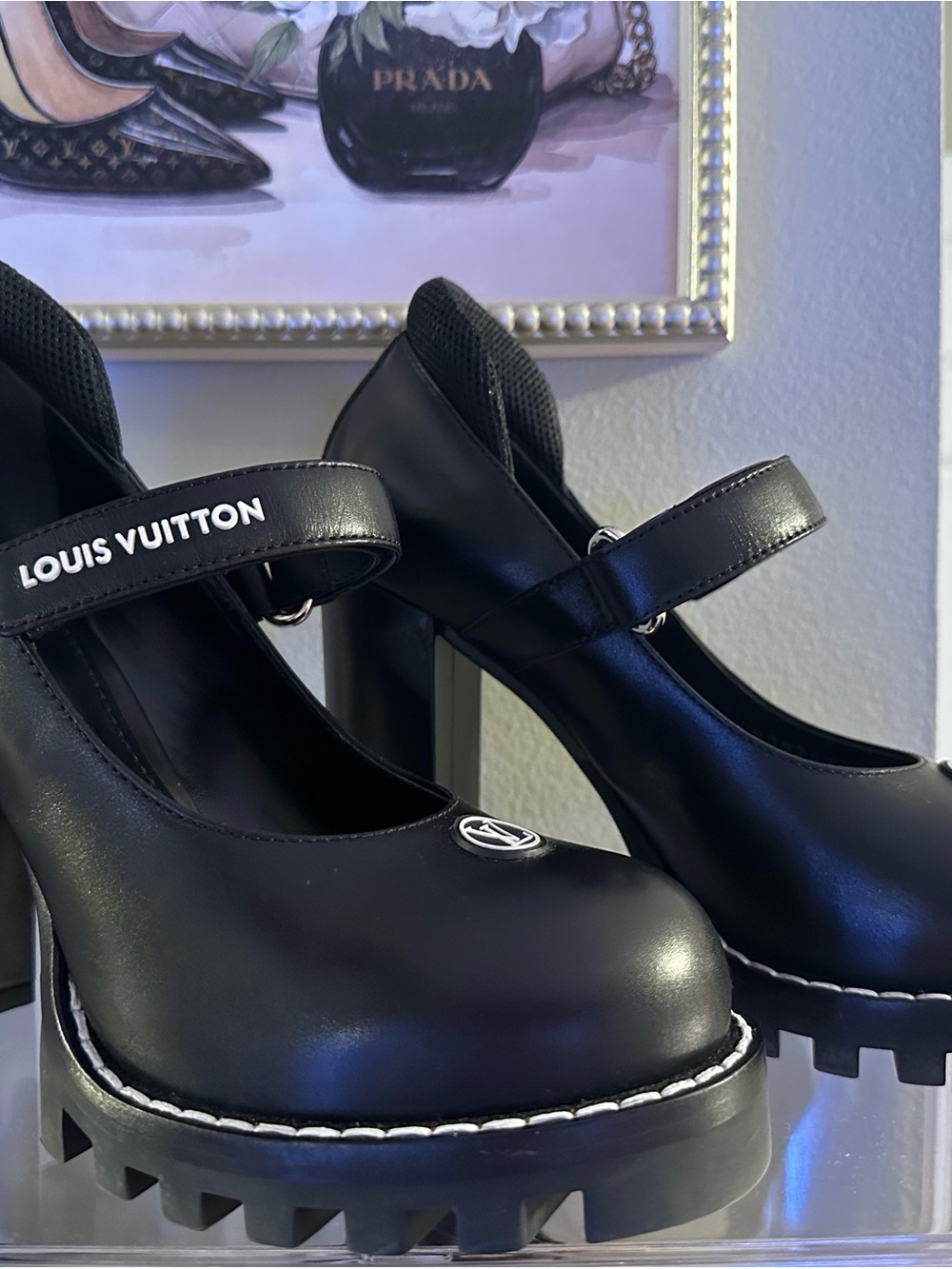 Louis Vuitton 💎💎 Star Trail Noir Mary Jane Lug Sole High Heels Pump RARE FIND - Picture 3 of 13